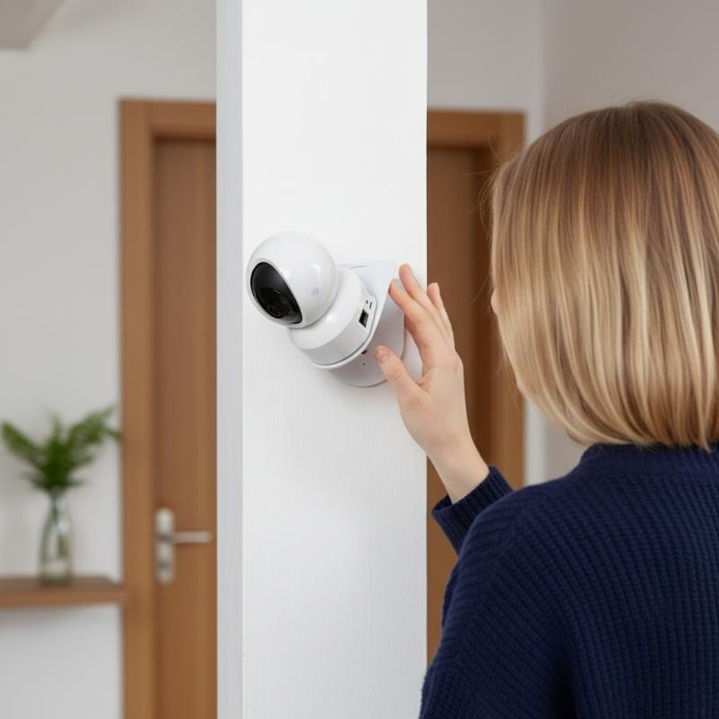 Home Security Tech - Wandmontage L-vormige PTZ-camerabevestiging met lijmvoet, boorvrij,