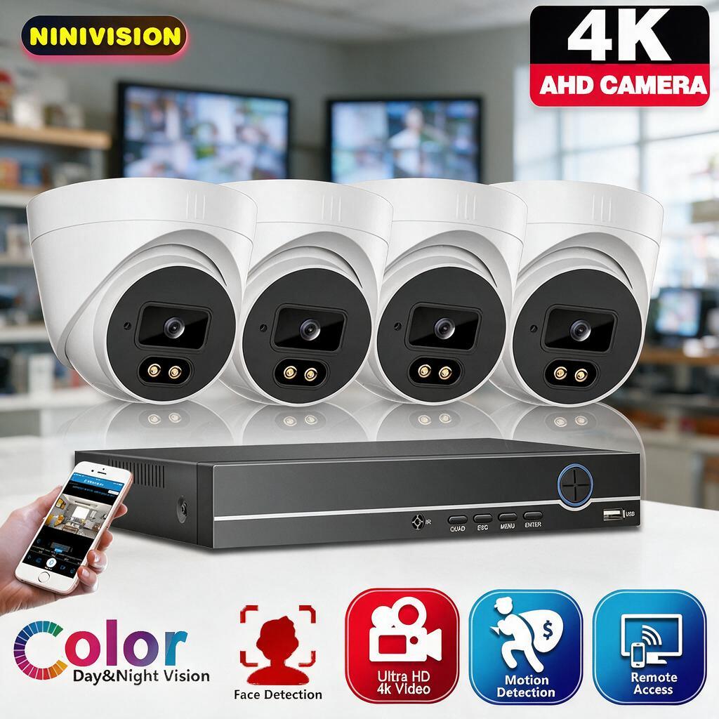 Home Security Video - 4CH 4K AHD Dome Camera Beveiligingssysteem