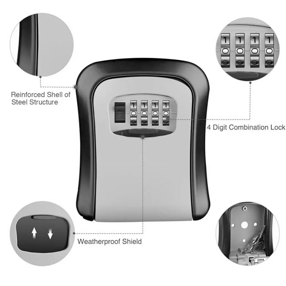 Wandmontage sleutelkluis met 4 - Home Security Key Box recensie en prijs