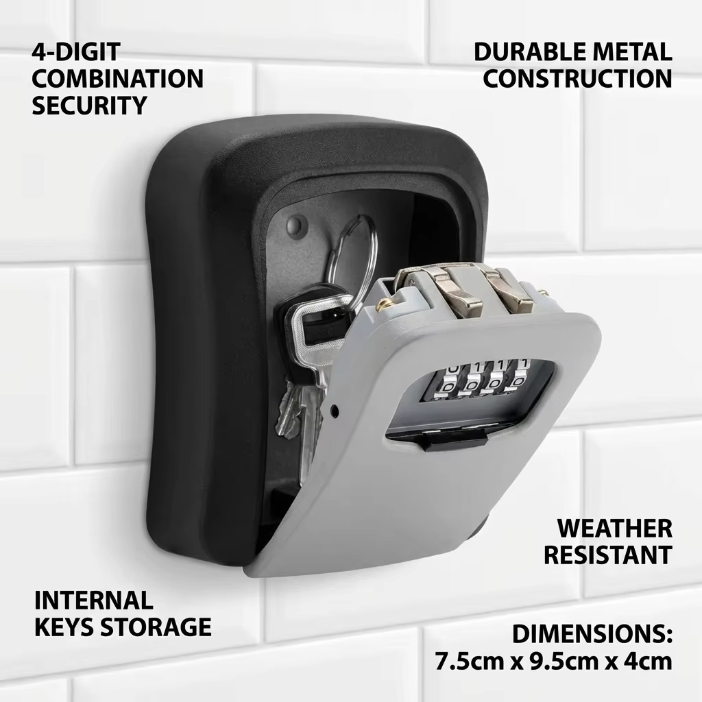 Wandmontage sleutelkluis met 4 - Home Security Key Box recensie en prijs